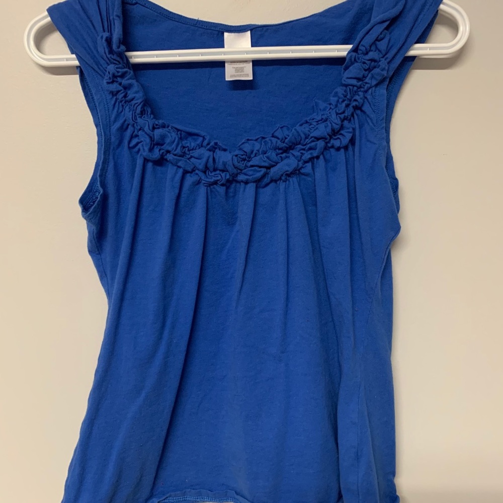 Blue Ruffles Tank Top